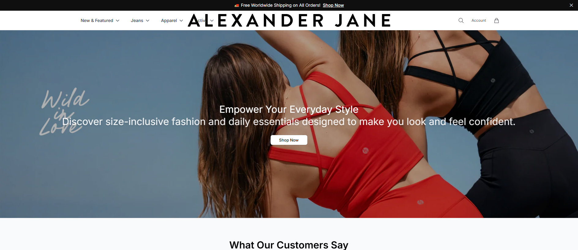 Stored capture of alexanderjaneboutique.shop