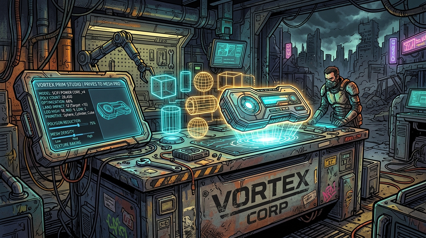From Common Prims to Sub-1 Land Impact Mesh: Mastering COLLADA (.dae) Export & Vortex Prim Studio Optimisation