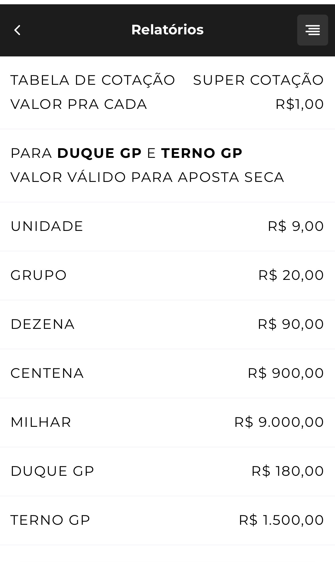 Cotações