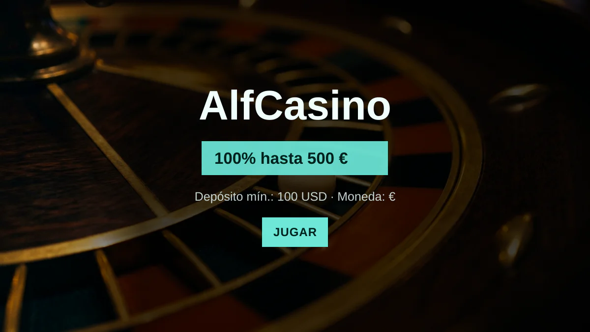 AlfCasino — bono de bienvenida 100% hasta 500 € + 10 FS, pagos: Visa, Mastercard, Skrill, Neteller, Paysafecard
