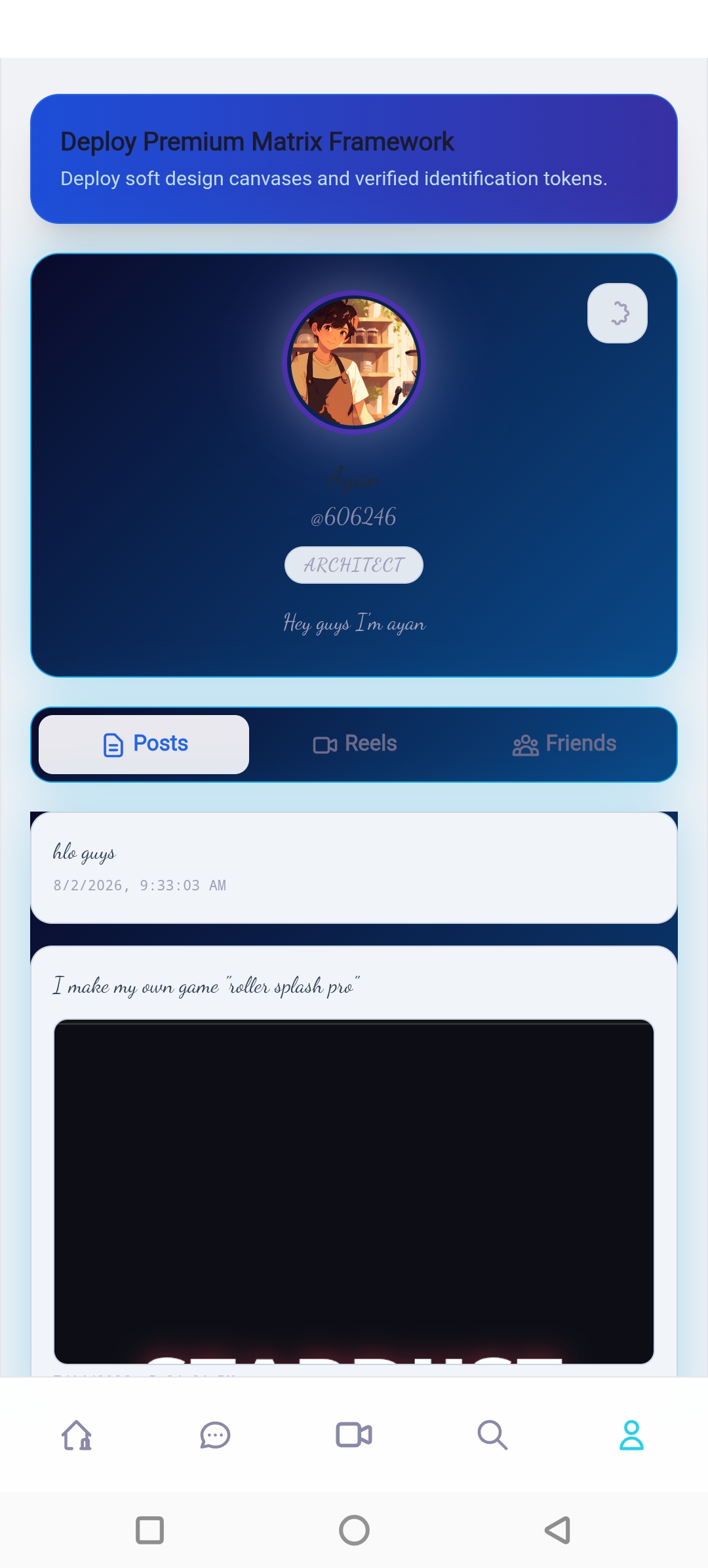 Profile screen