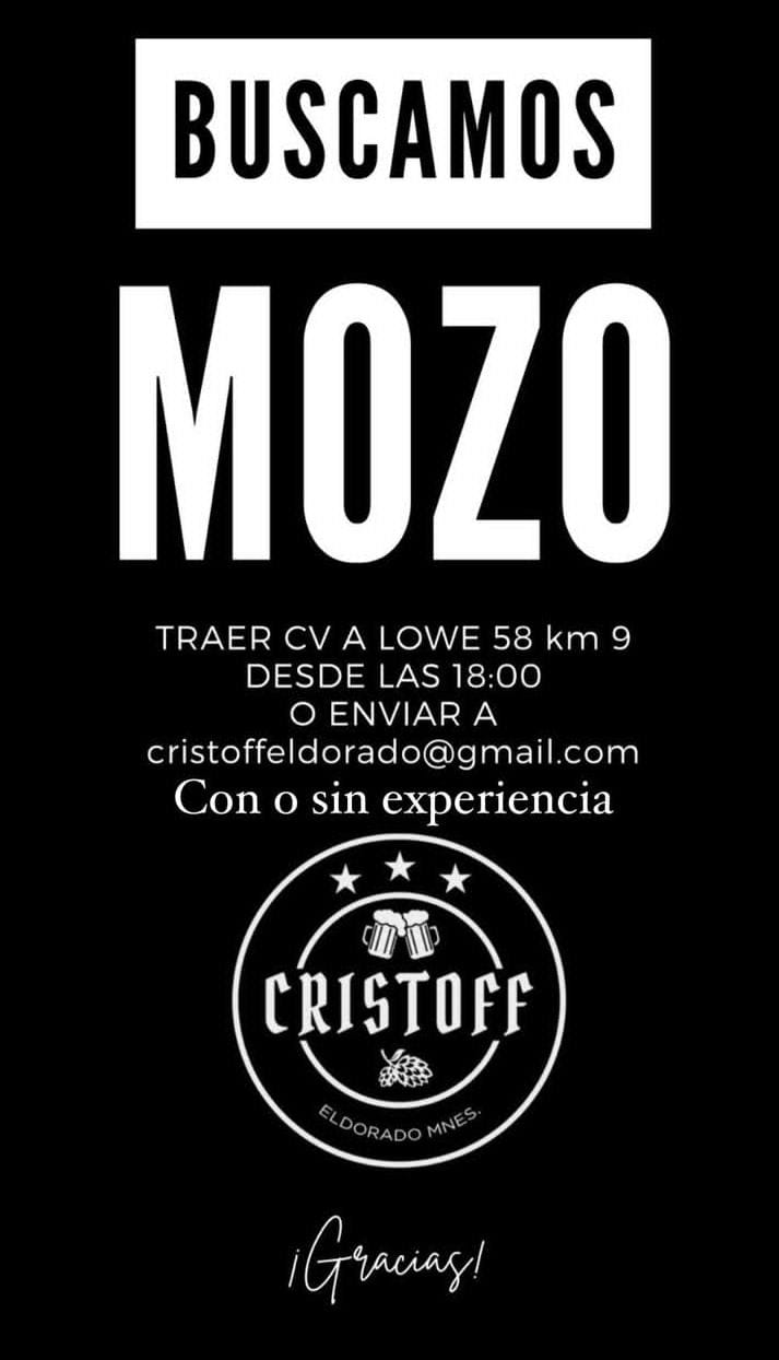 Se busca Mozo en Eldorado