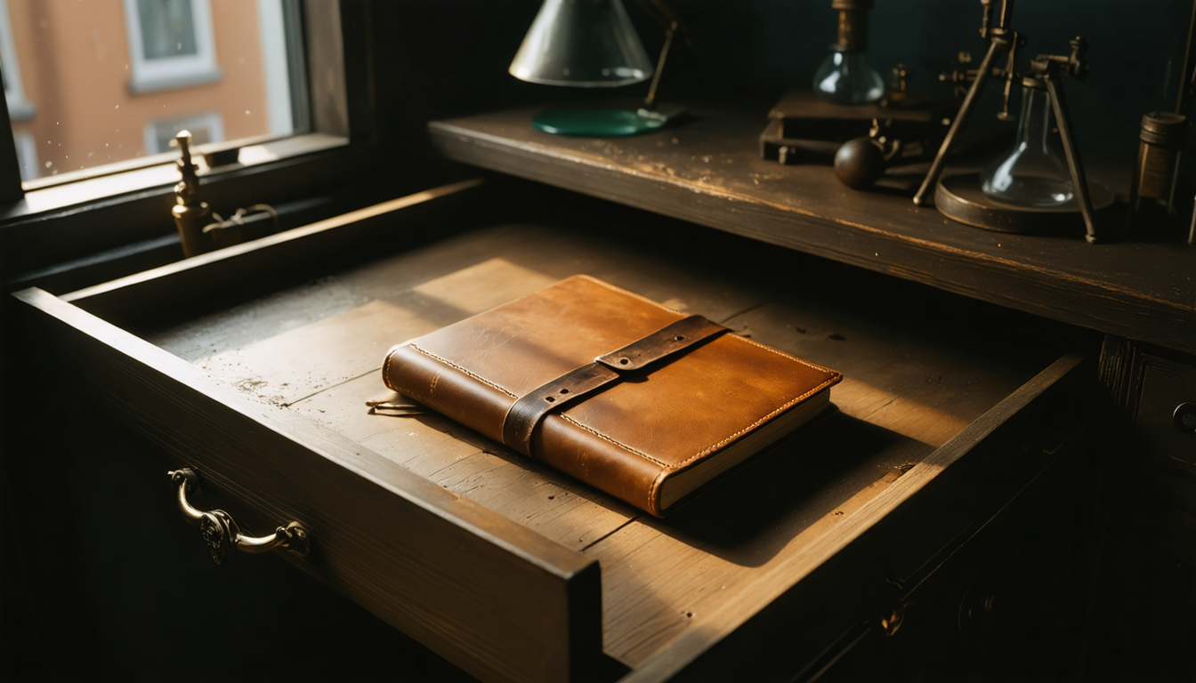 A notebook nobody opened for thirty years, finally catching enough dust to look important.