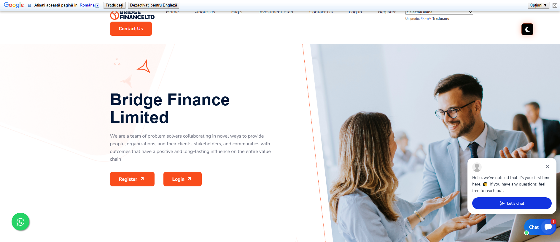 Forensic screenshot of bridgefinancelt.com showing the phishing page layout