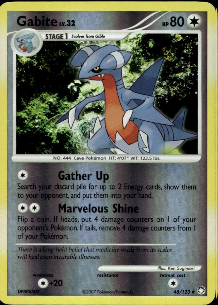 Gabite 48/123 Reverse Holo DP Mysterious Treasures Pokemon Pokemon