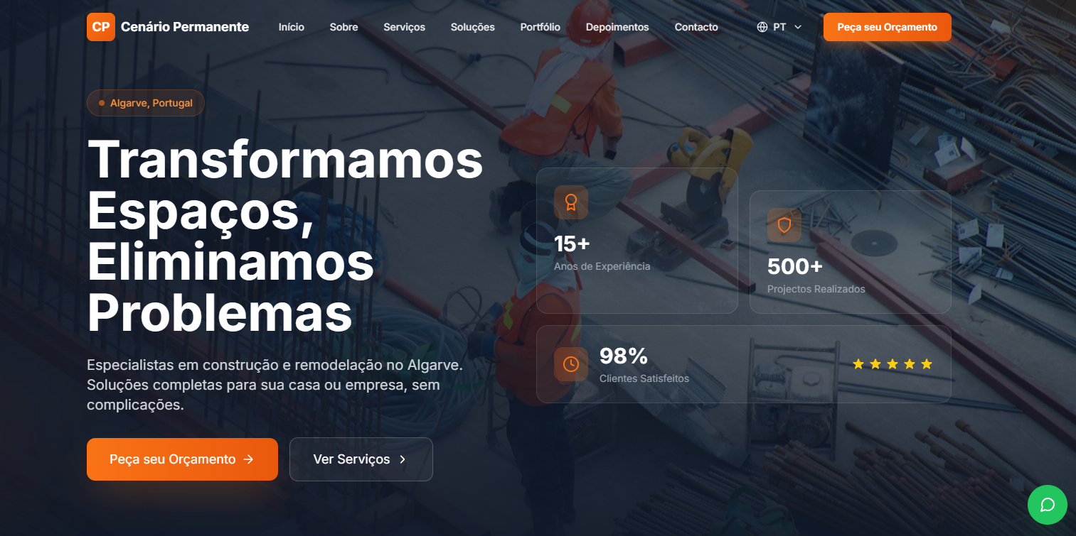 Cenário Permanente | Website Institucional de Construção e Remodelação