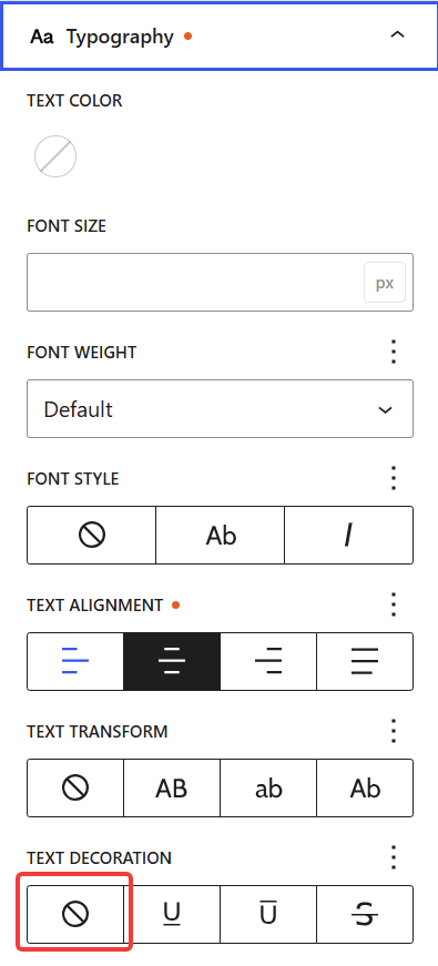 Text decoration set to None