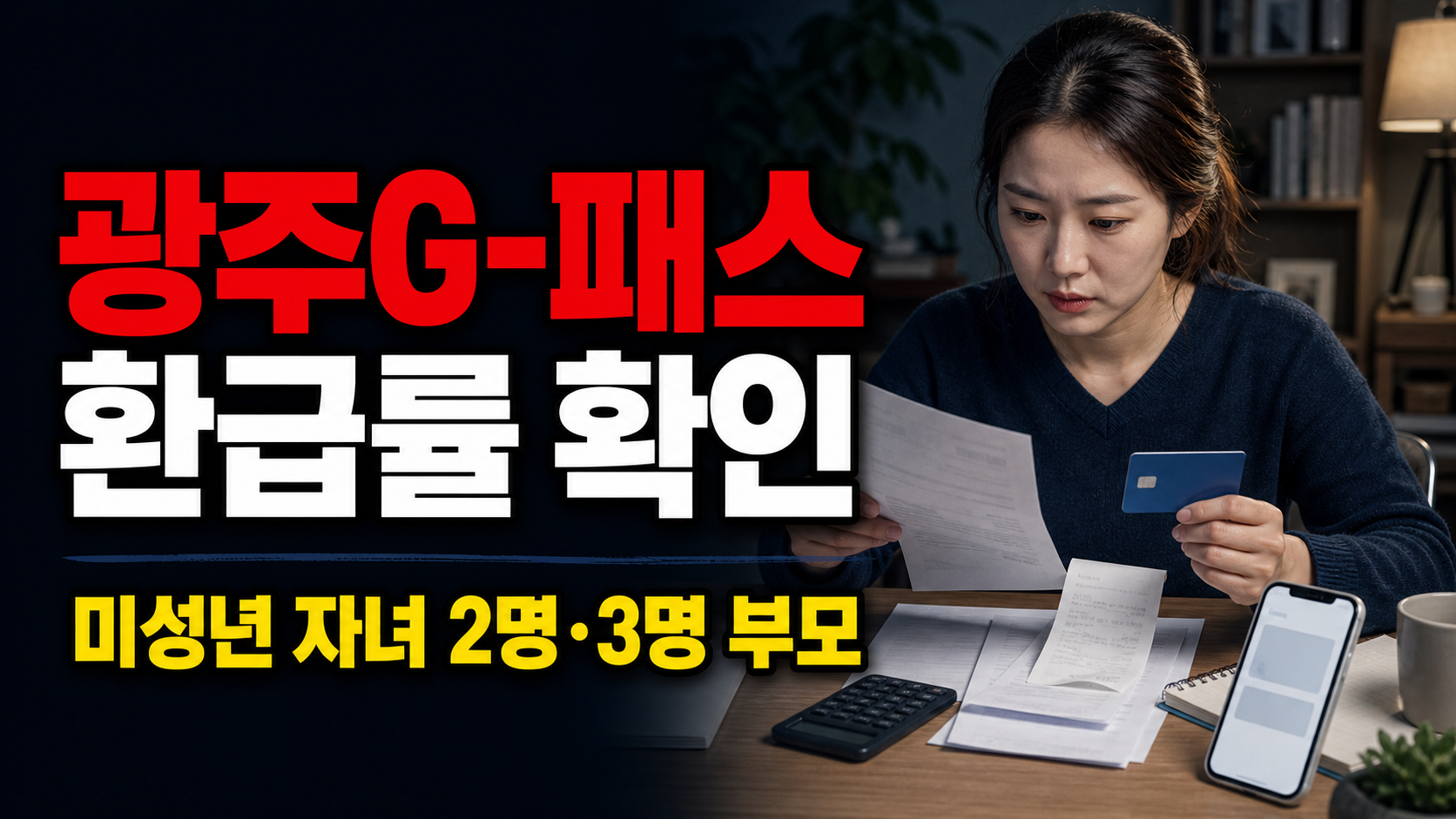 미성년 자녀가 2명·3명이라면? 광주G-패스 다자녀 부모 환급률 판정 관련 핵심 정보를 상징적으로 보여주는 썸네일 이미지