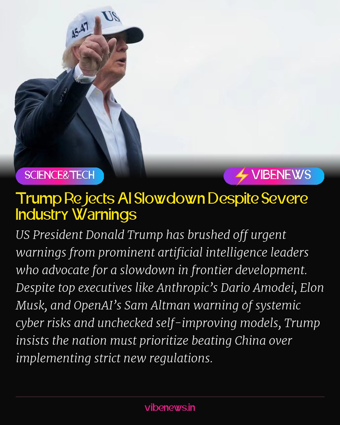 Trump Rejects AI Slowdown Despite Severe Industry Warnings