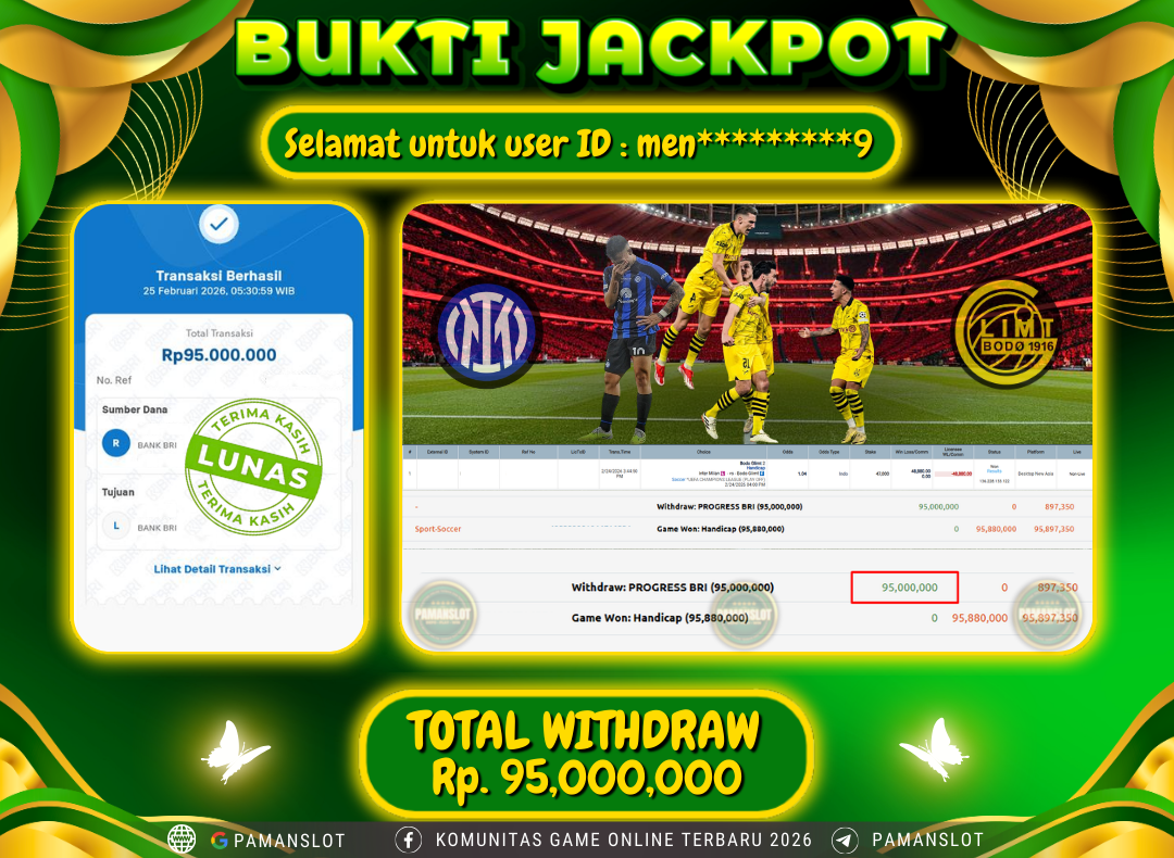 PAMANSLOT JACKPOT Game Sport-Soccer Rp.95,000,000- LUNAS