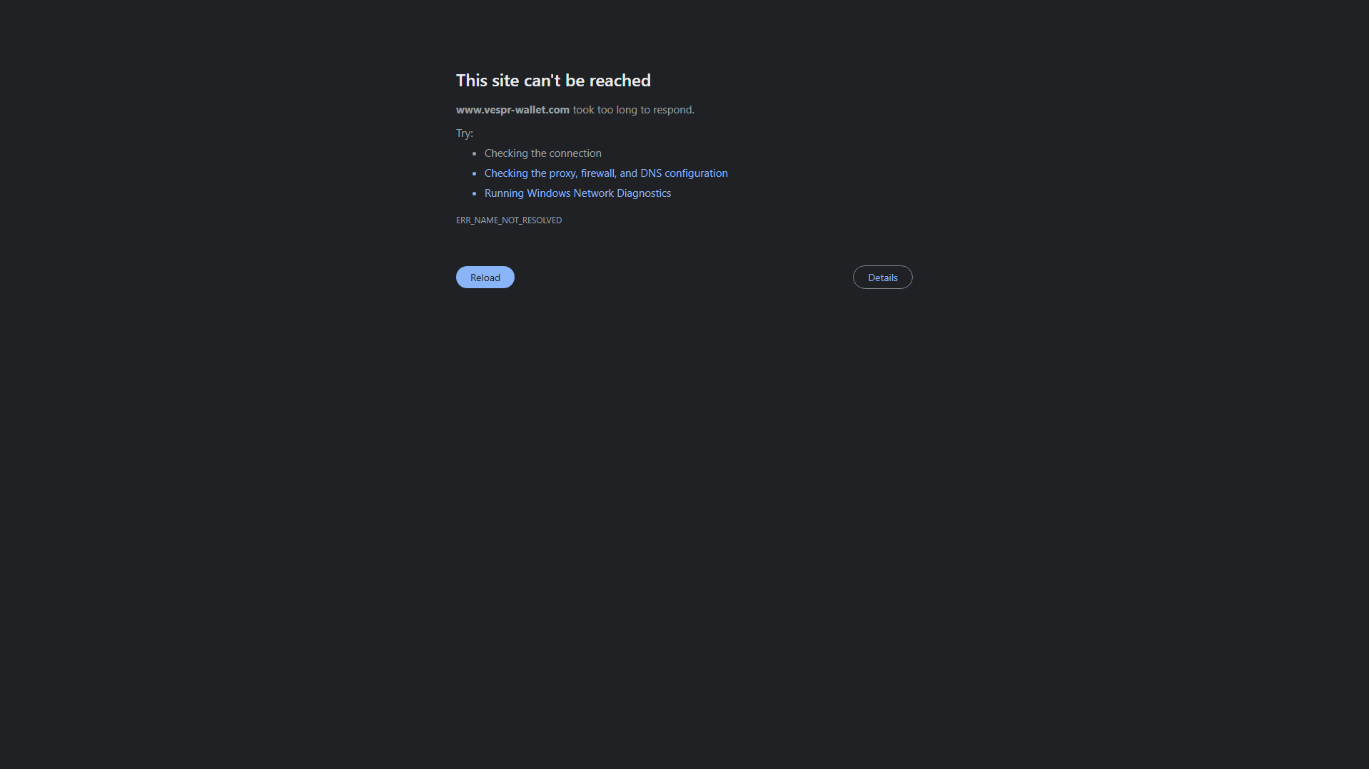 Stored capture of vespr-wallet.com