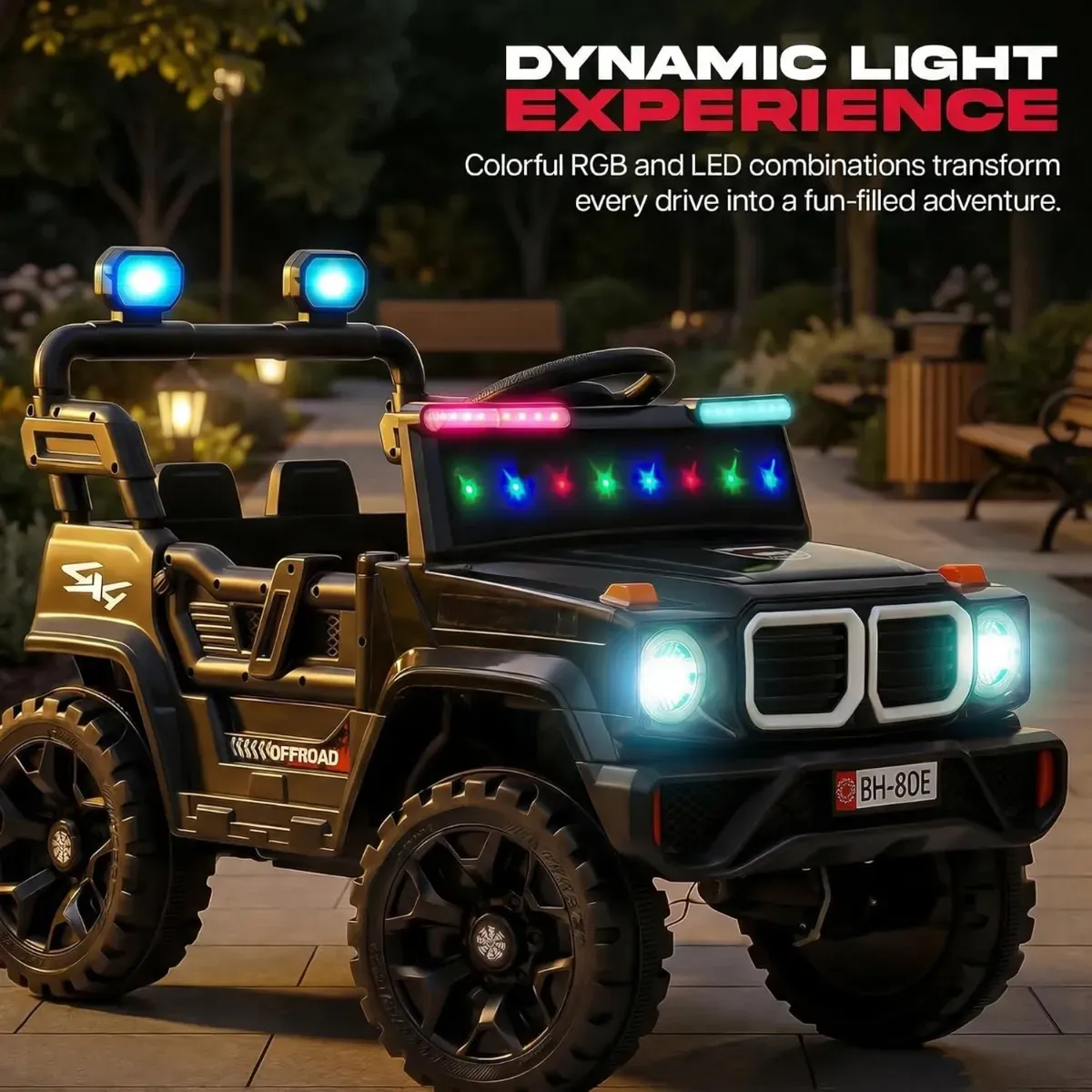 80 E Operated Jeep for Kids with Parental Control | Kids Electric Battery Car with 4x4 Motors, RGB Lights & Music | Rechargeable Electric Ride on Toy Car for Kid 1 to 6 Years photo 9