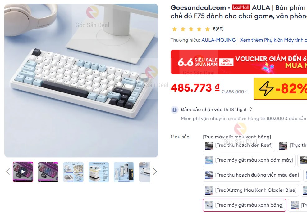 AULA | Bàn phím cơ tùy chỉnh không dây ba chế độ F75 dành cho chơi game, văn phòng, kết nối Bluetooth và có dây