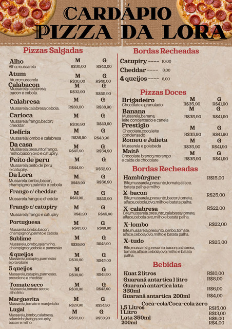 Menu Cardápio Pizzaria Pizzas Salgadas e Doces Moderno Bege (3)