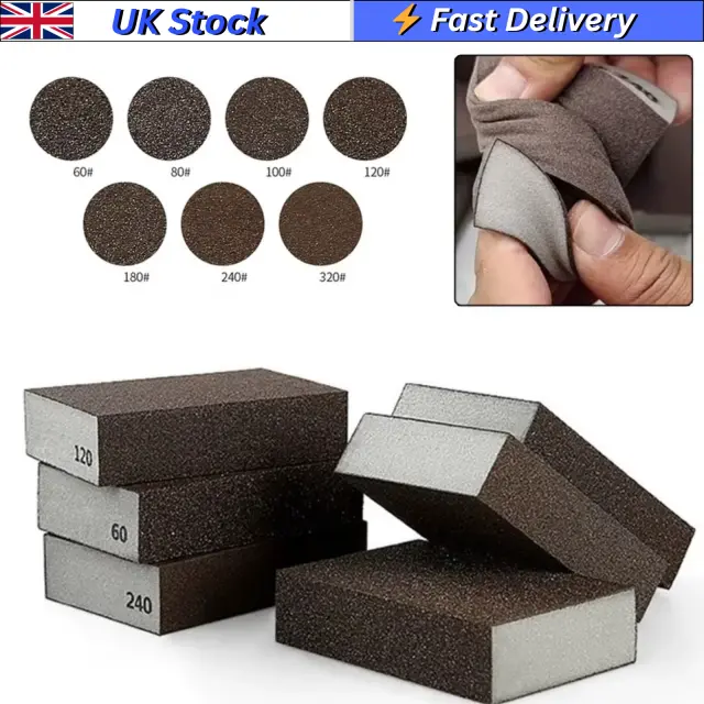 Mixed Grits Sanding Blocks Foam Sandpaper Polishing Sponge Wet Dry Abrasive UK