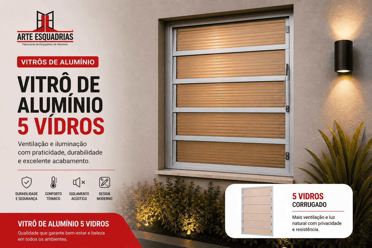 Vitrô de Aluminio 5 vidros