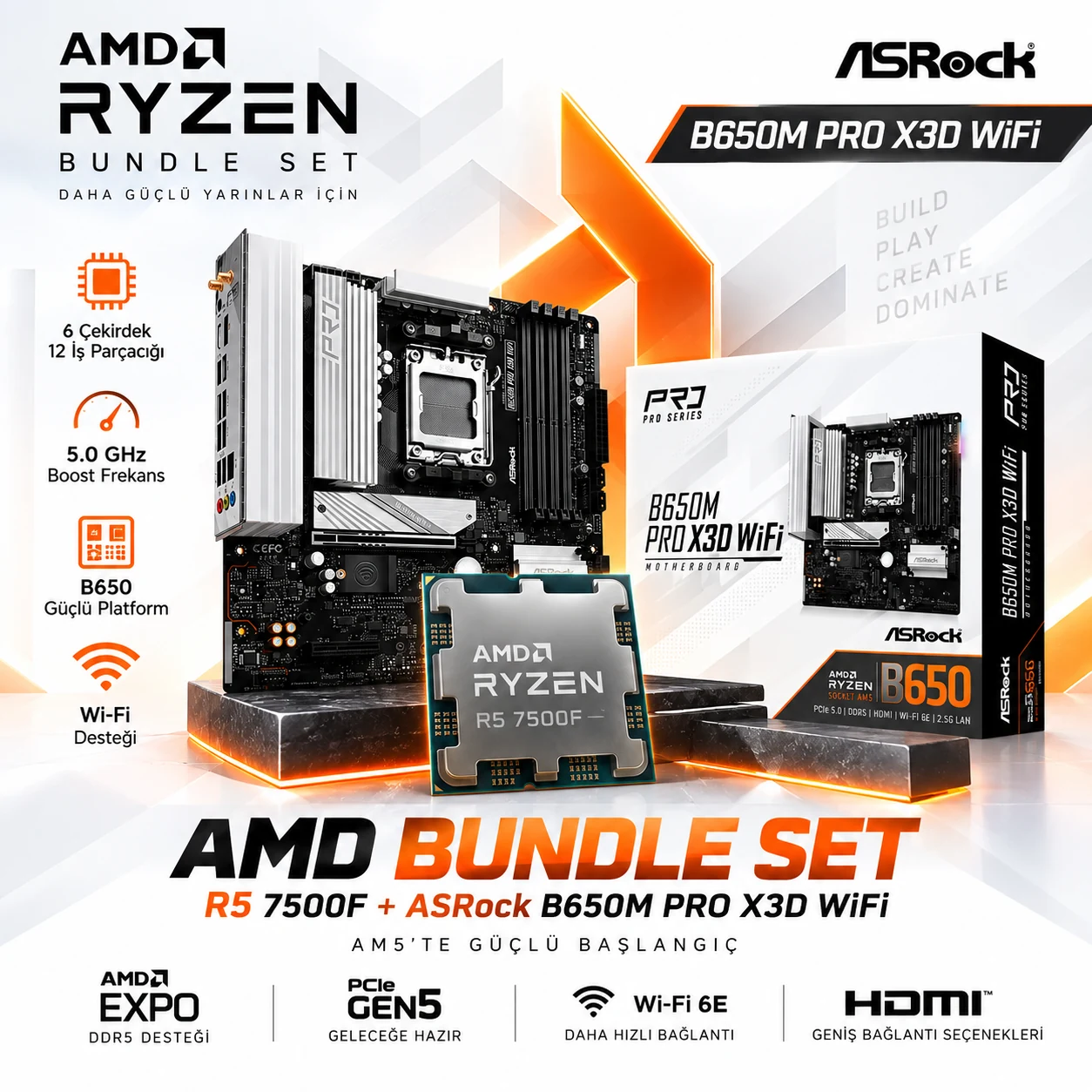 AMD CORE BUNDLE R5-7500F / ASROCK B650M PRO X3D WIFI | ModGaming