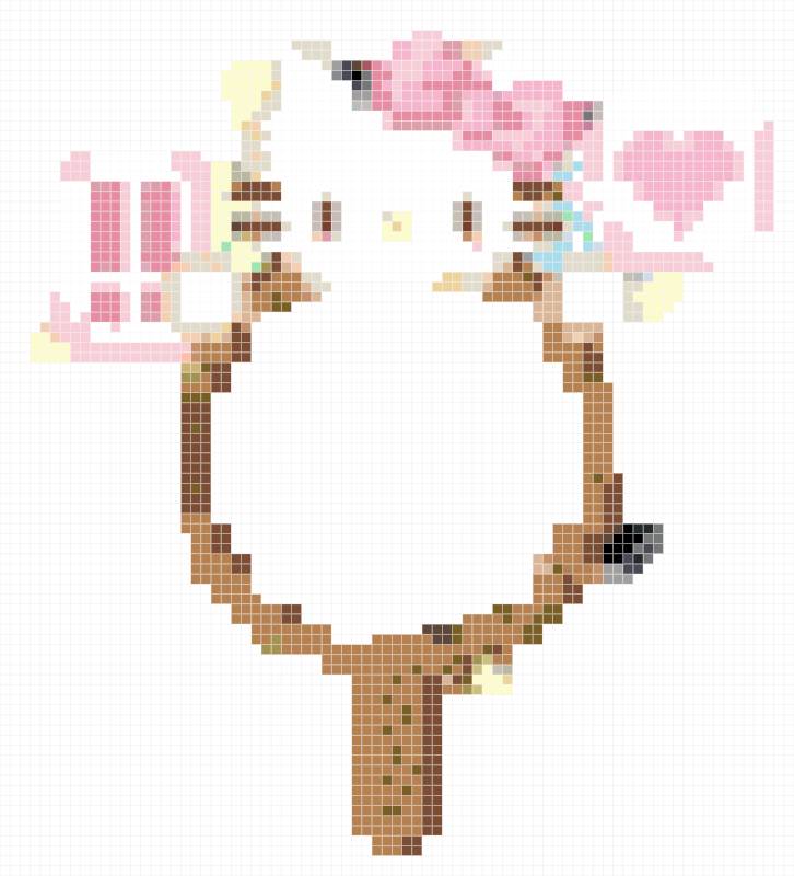 Cute Hello Kitty Hand Mirror Pixel Art Perler Bead