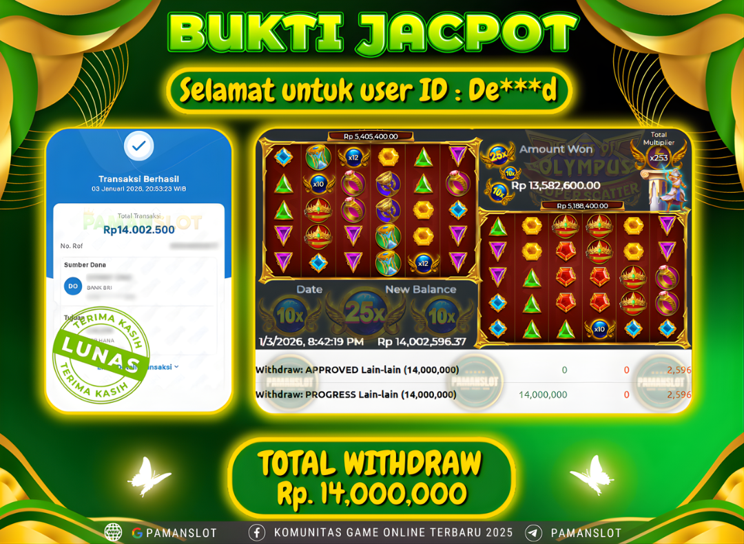 PAMANSLOT JACKPOT Game Gates of Olympus Super Scatter Rp.14,000,000- LUNAS