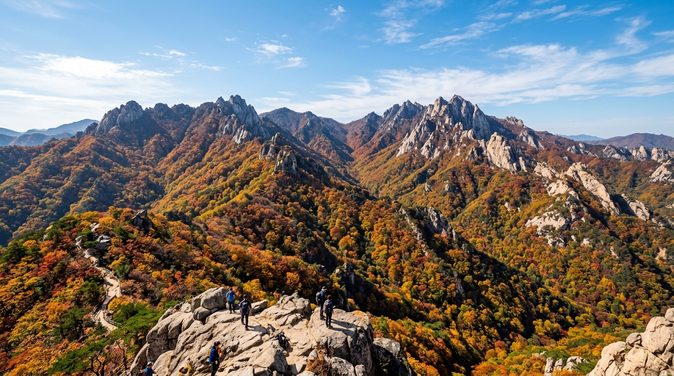 Road and public transportation route toward Seoraksan National Park in Sokcho