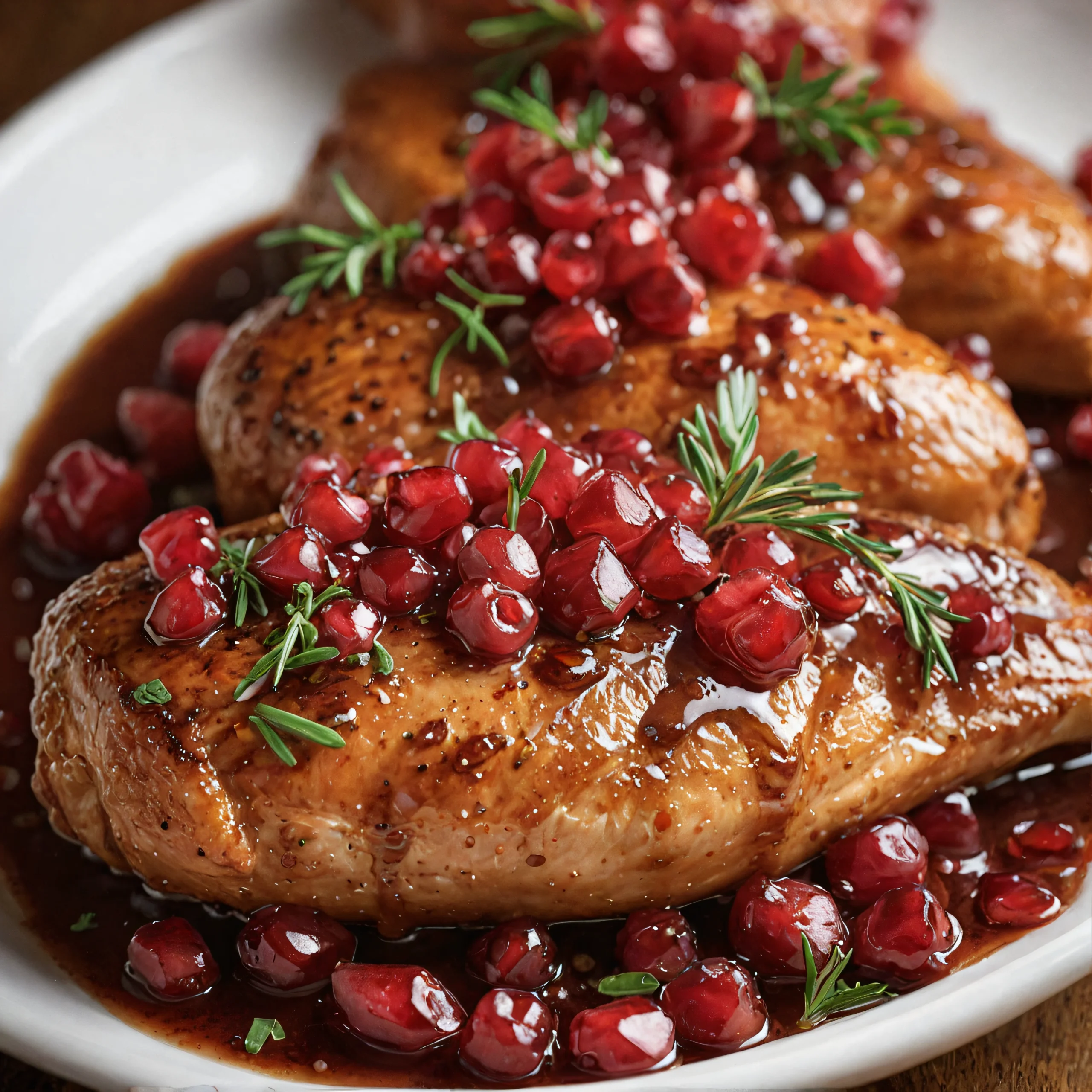 Pomegranate-Glazed Chicken with Herbs Dish