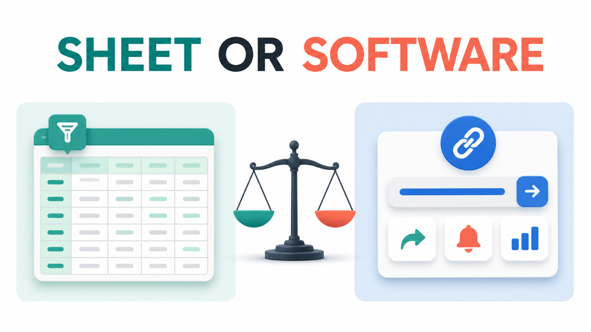 Spreadsheet and software workflows compared across inventory, redirects, analytics, and audits