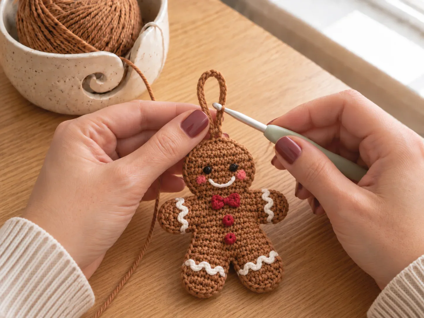 Finish the loop — Attach hanging cord or a keyring at the top.