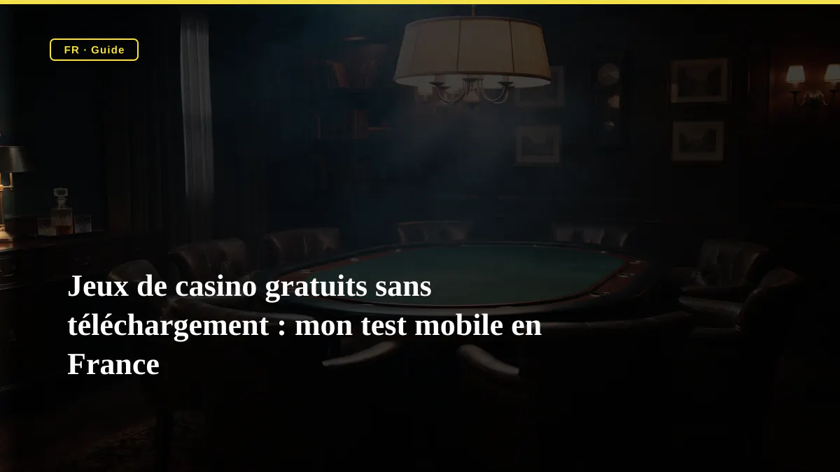 Jeux de casino gratuits sans téléchargement : mon test mobile en France