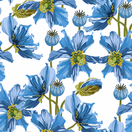 seamless pattern with blue poppy flowers vector 52283726.avif
