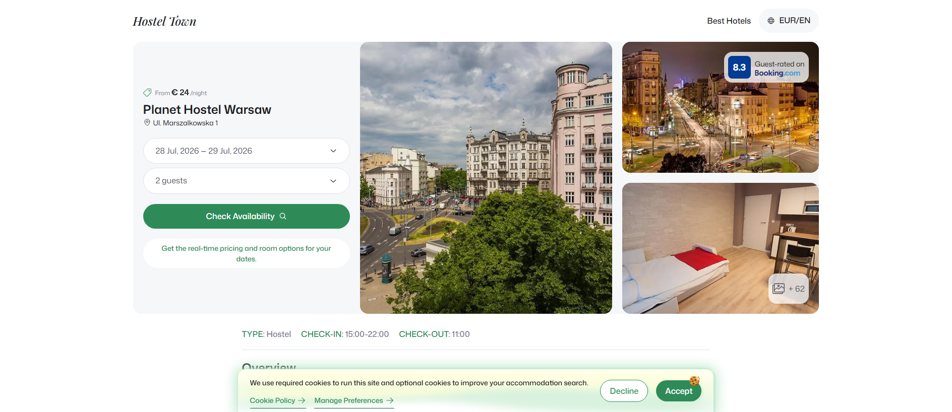 Forensic screenshot of planet.hostel.town showing the phishing page layout