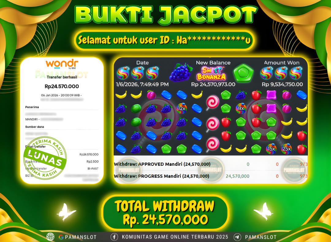 PAMANSLOT JACKPOT Game PP - Sweet Bonanza Rp.24,570,000- LUNAS