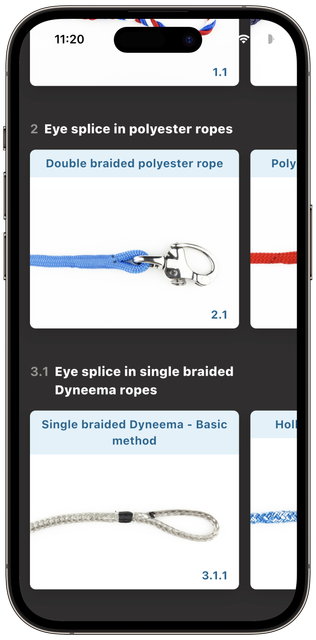Phone mockup of the Rope Splicing App