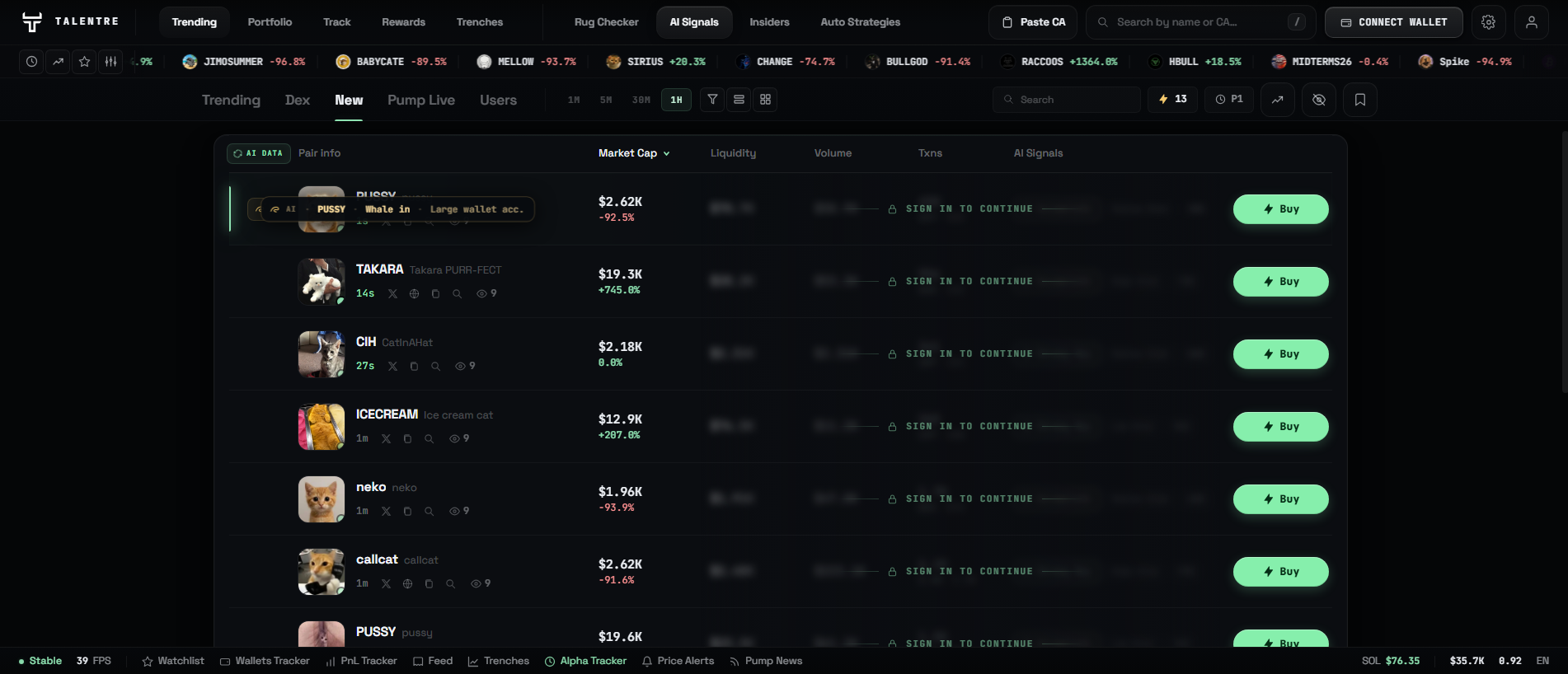 Forensic screenshot of talentre.trade showing the phishing page layout