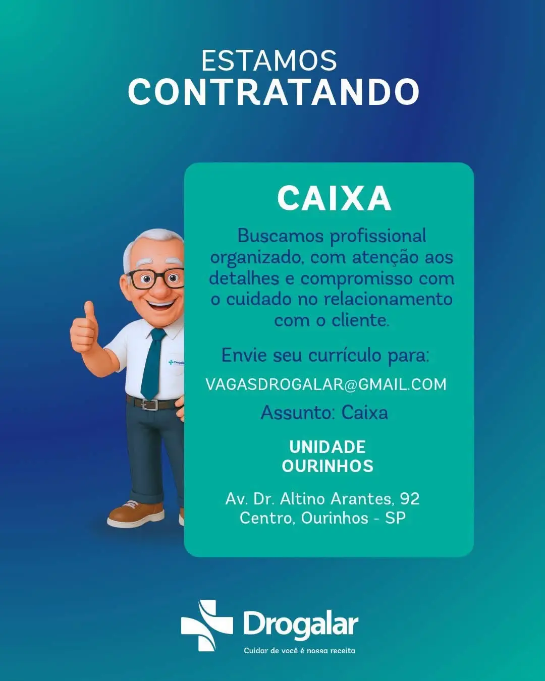 Vaga Para Caixa Na Drogalar