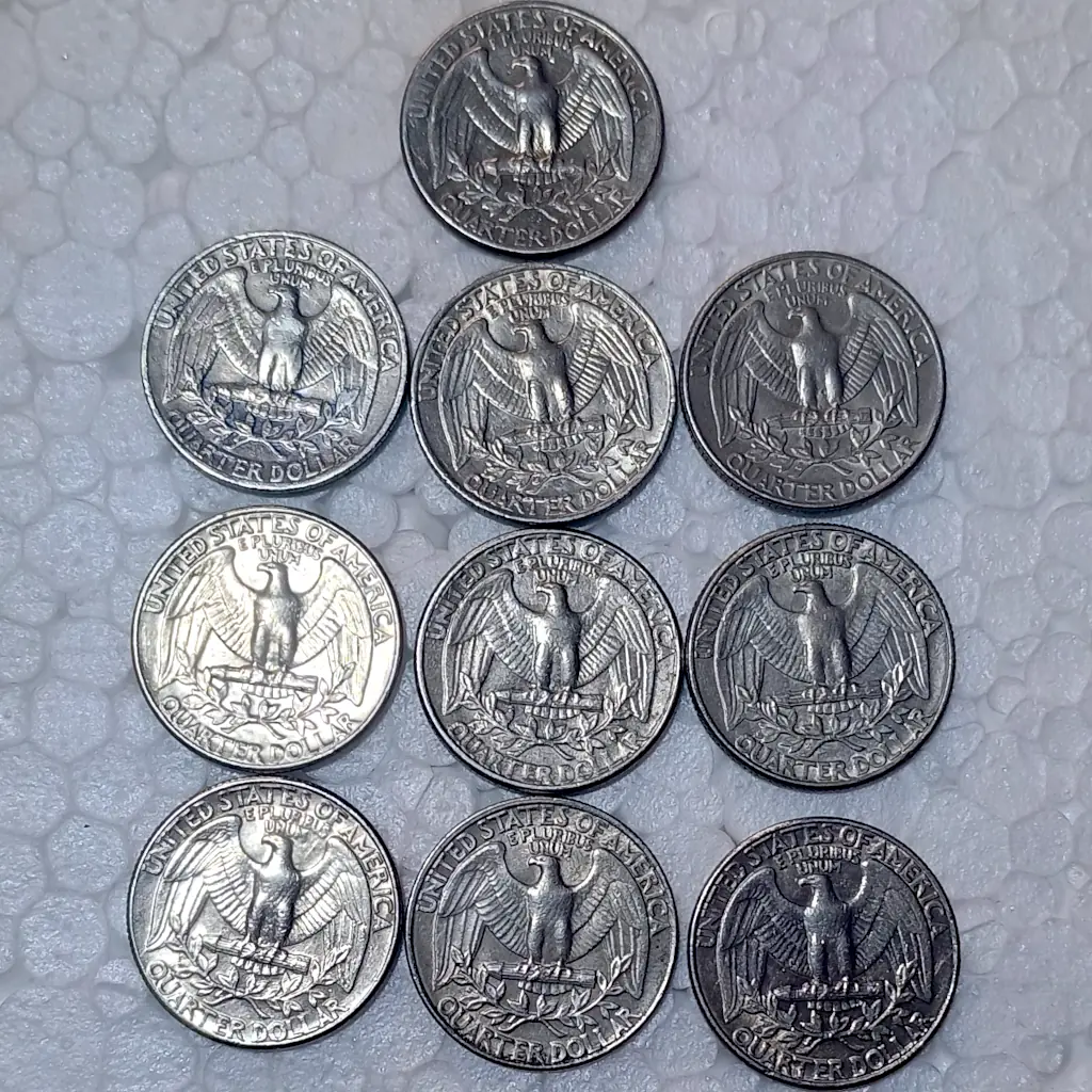 Lote com 10 Moedas Quarter Dollar EUA 1980 a 1989 – Série Completa – MBC - Foto 4