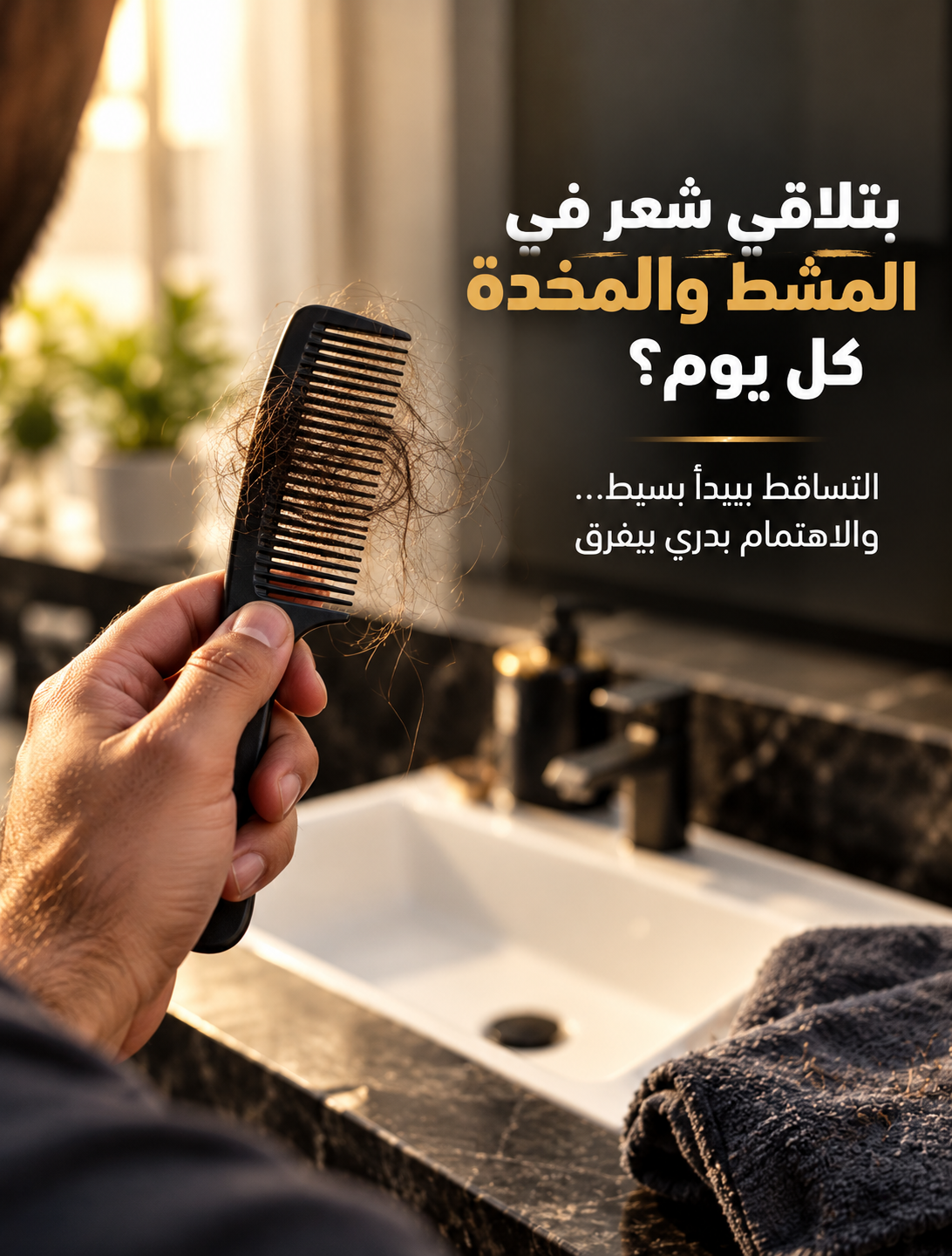 شعر متساقط في المشط