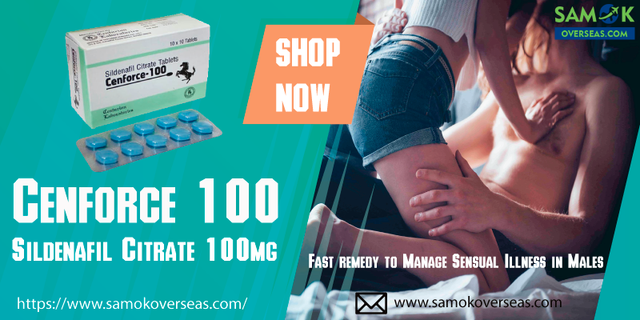 Erectile disorder is called Impotence, sometimes, and it refers to the man's incapability to maintain a strong erection during a sensual act. Cheap Cenforce 100 tablets are a medication doing wonders for male sensual function. 
Email: info@samokoverseas.com
Visit Link:  https://lnkd.in/eWfiRBuf
