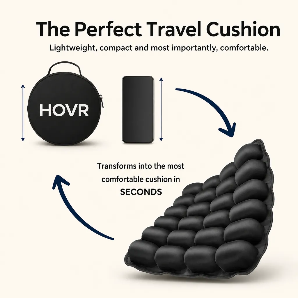 Hovr Travel Cushion — compact and portable