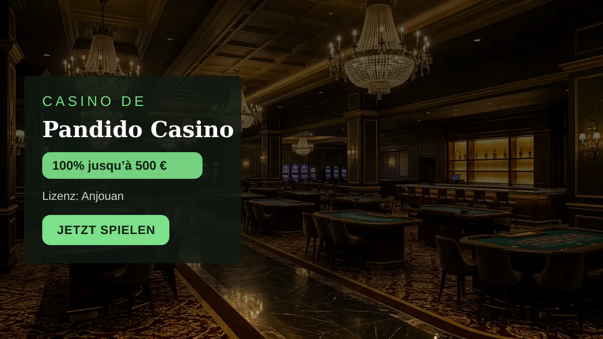 Pandido Casino � Willkommensbonus 100% jusqu�� 500 � + 200 FS, Zahlungen: Visa, Mastercard, Skrill, Neteller, Revolut
