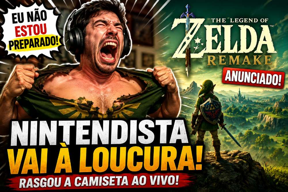 Reação a anúncio de remake de Zelda termina com camiseta rasgada em transmissão
