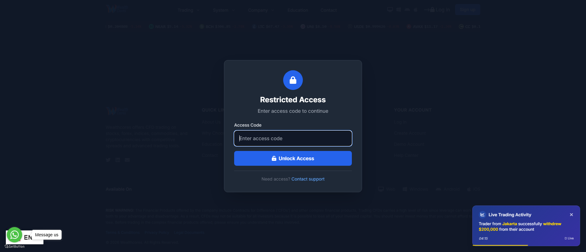 Stored capture of wealthcores.live