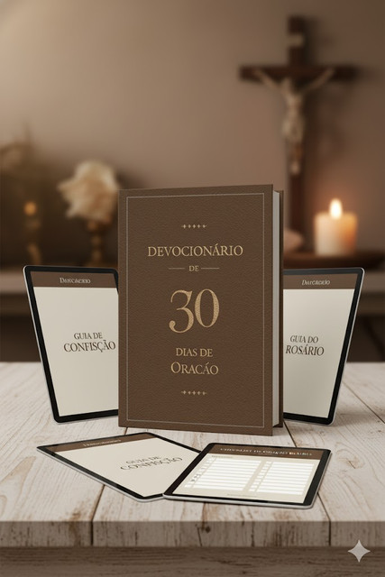 Mockup do Devocionário de 30 Dias com os bônus.