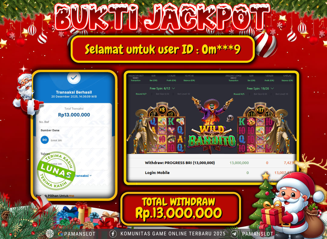 PAMANSLOT JACKPOT Game PG - Wild Bandito Rp.13,000,000- LUNAS