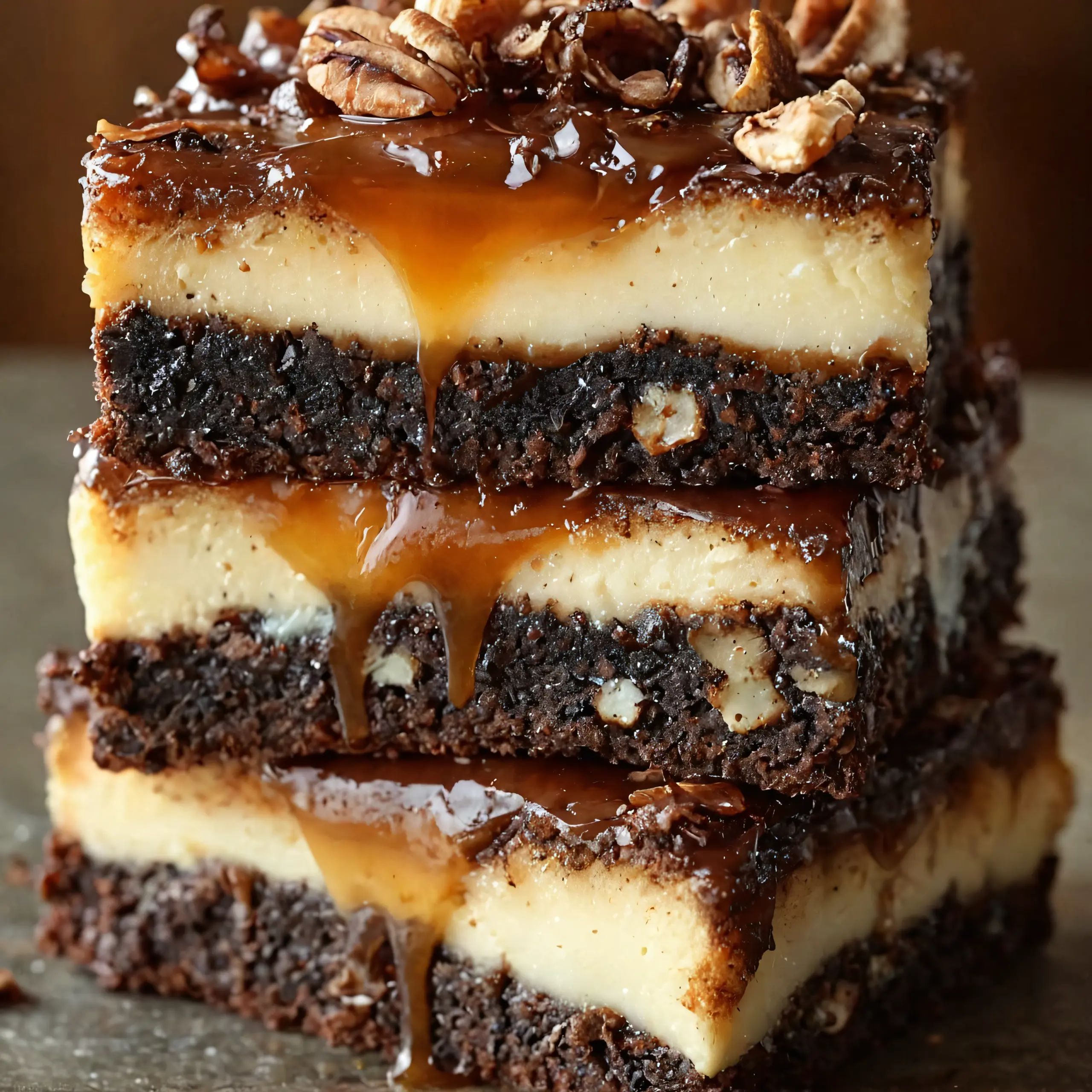 Decadent Milky Way Caramel Pecan Cheesecake Brownie