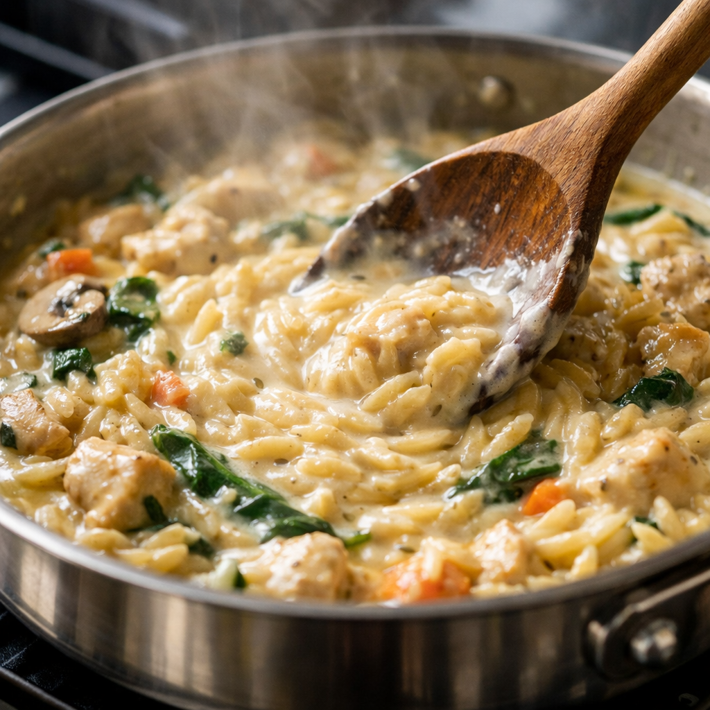 creamy chicken orzo one pot ingredients