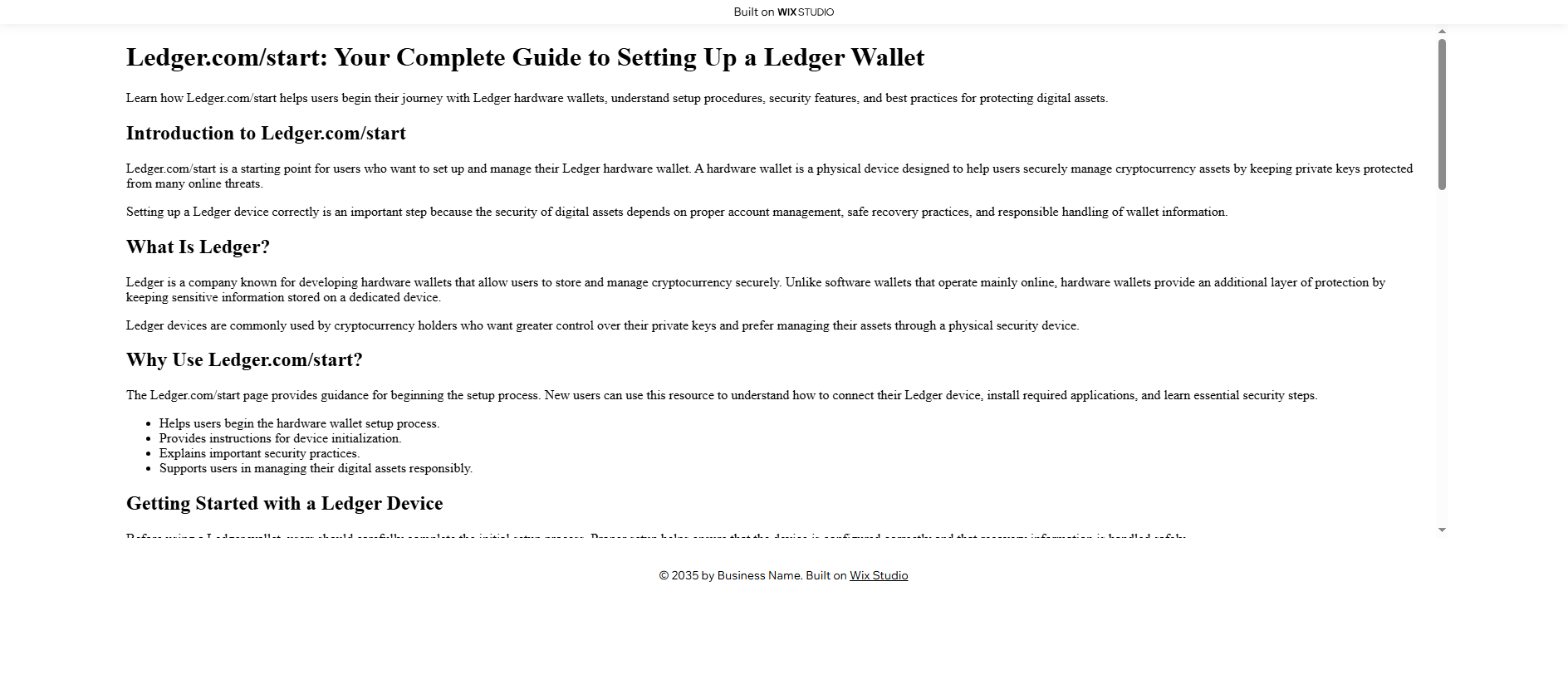 Forensic screenshot of connect-ledgren.wixstudio.com showing the phishing page layout