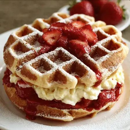 Strawberry Cheesecake Waffle Sandwich Recipe