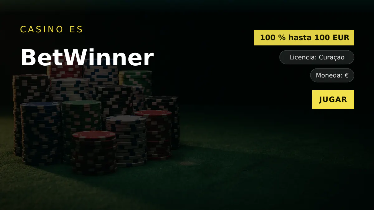 BetWinner casino — bono de bienvenida 100 % hasta 100 EUR + 150 FS, pagos: Visa, Mastercard, Skrill, Neteller, Boleto