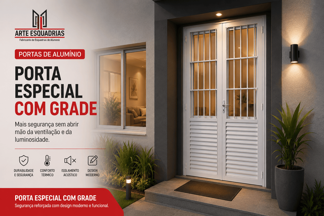Porta de Alumínio Especial com grade