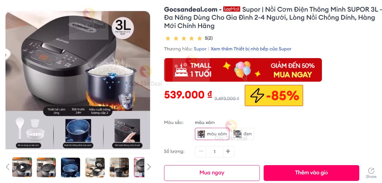 Supor | Nồi Cơm Điện Thông Minh SUPOR 3L - Đa Năng Dùng Cho Gia Đình 2-4 Người, Lòng Nồi Chống Dính, Hàng Mới Chính Hãng